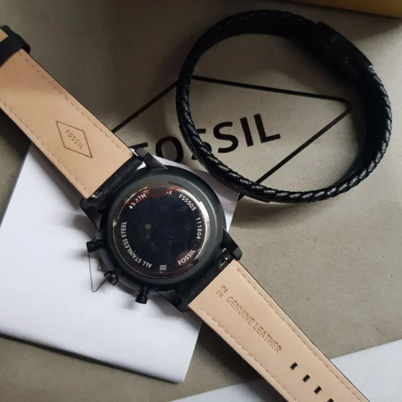 Fossil Neutra Chronograph Black Dial Leather Men's Watch- FS5503